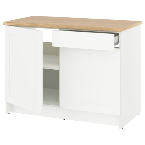 KNOXHULT Base cabinet with doors and drawer - white frame 120 cm