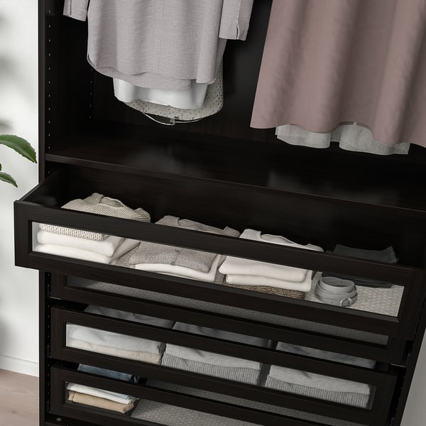 KOMPLEMENT blackbrown, Drawer with framed glass front