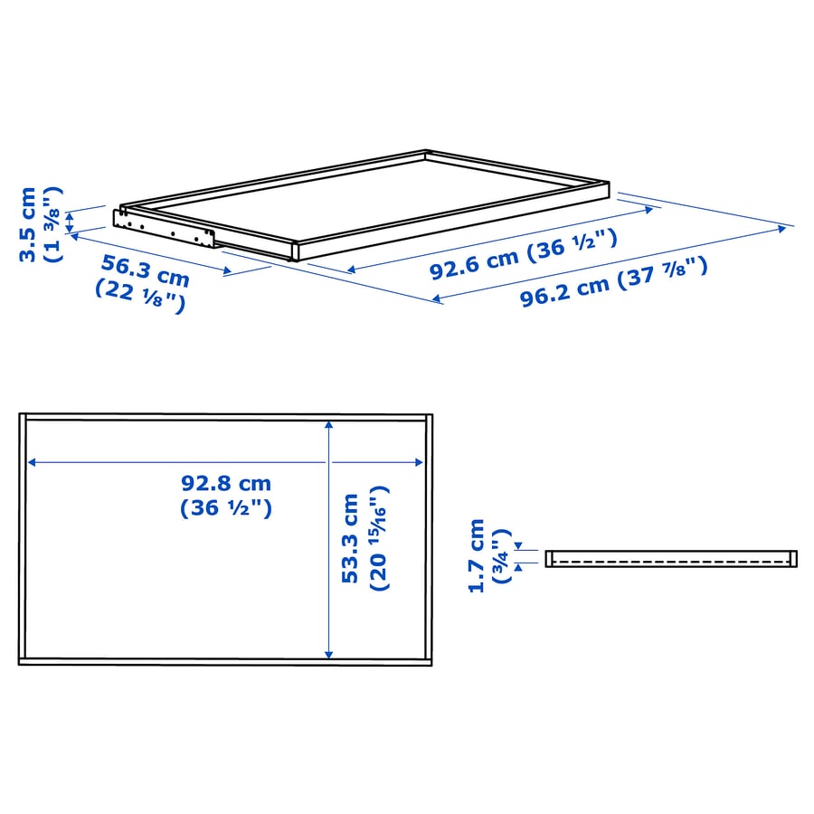KOMPLEMENT pullout tray, dark grey, 100x58 cm IKEA