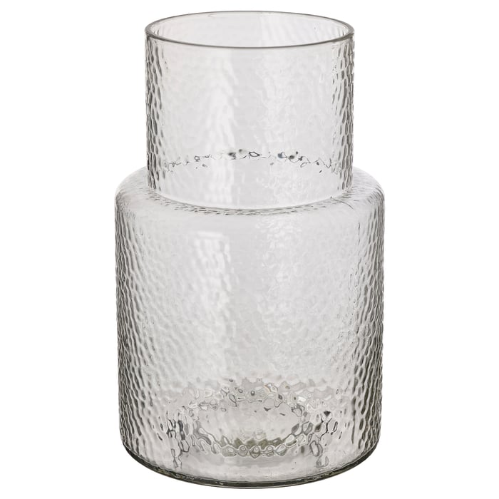 KONSTFULL vase, clear glass/patterned, 26 cm IKEA