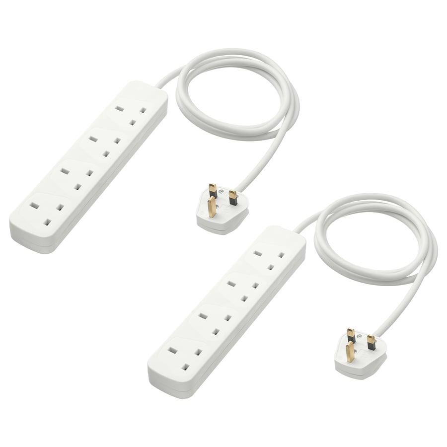 KOPPLA earthed, white, 4way extension lead IKEA