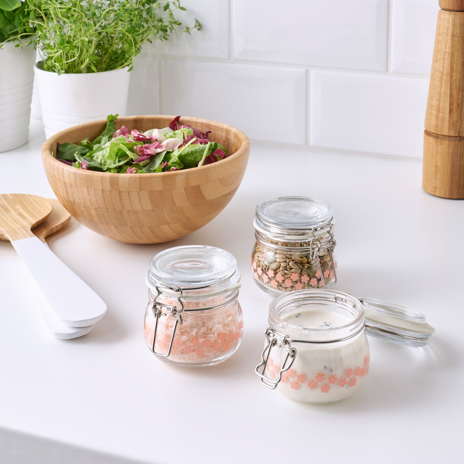 KORKEN Jar with lid, glass printed, 13 cl IKEA