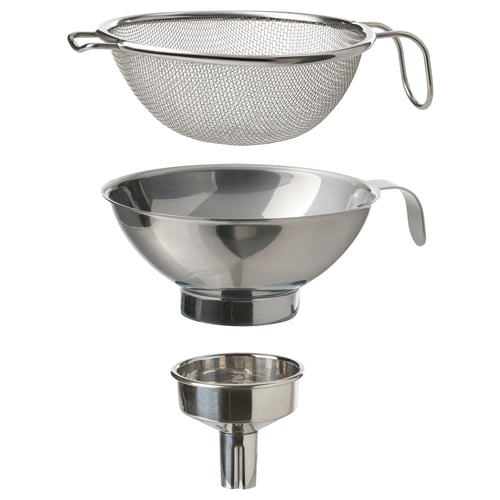 KORKEN strainer/funnel set of 3, stainless steel IKEA