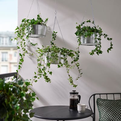 KORKGRAN Hanging planter, in/outdoor/galvanised, 27 cm