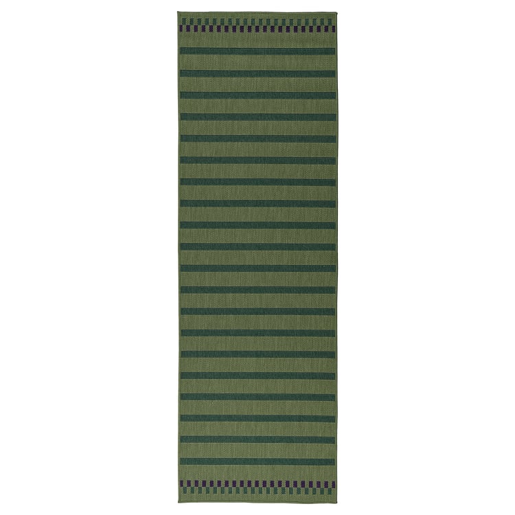 KORSNING rug flatwoven, in/outdoor, green purple/striped, 80x250 cm IKEA