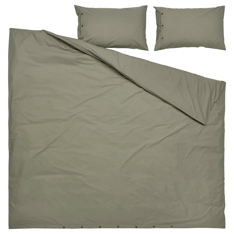 KRÅKRISMOTT Light Green Double Duvet Cover and pillowcase Set IKEA