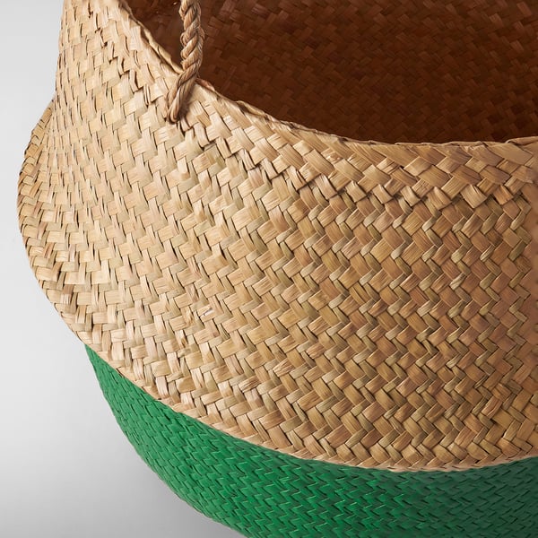 KRALLIG Basket, sedge natural/green, 25 cm