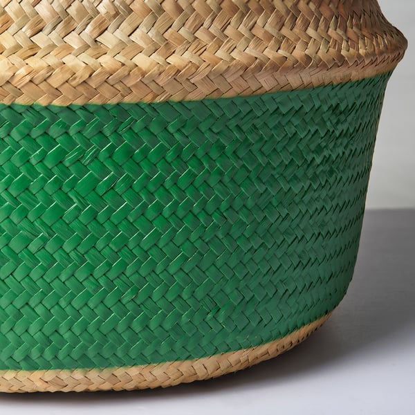 KRALLIG Basket, sedge natural/green, 25 cm