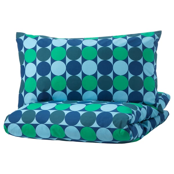 Krokuslilja Quilt Cover And 2 Pillowcases Blue Green Ikea