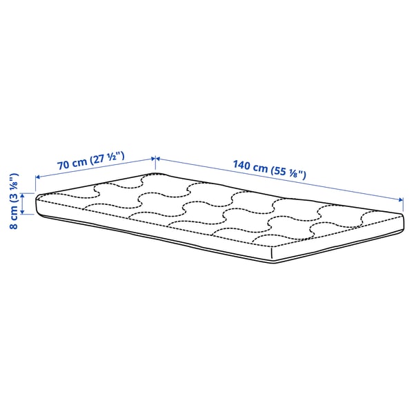 KRUMMELUR Foam mattress for cot, 70x140x8 cm