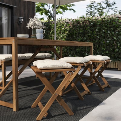 KUDDARNA Chair cushion, outdoor, light grey-beige, 36x32 cm