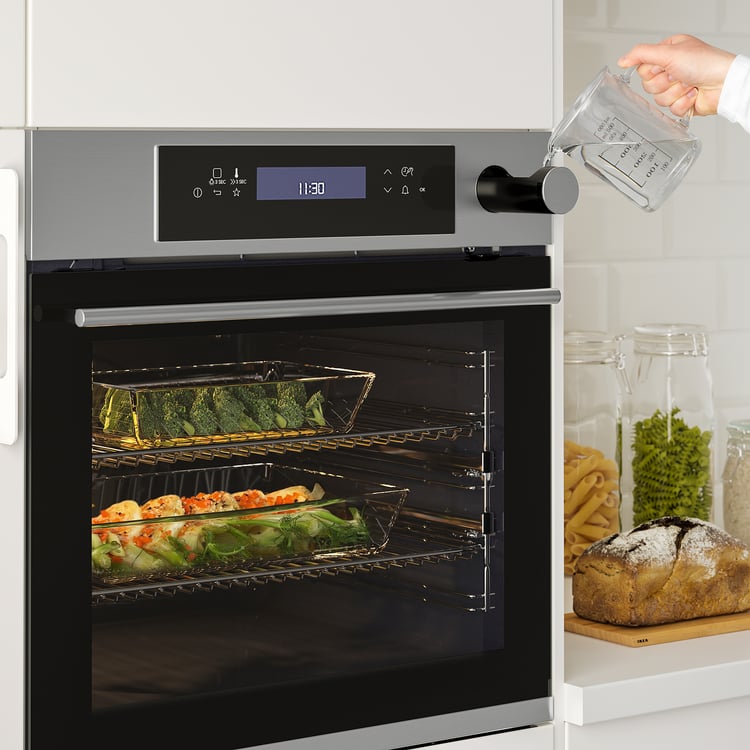 KULINARISK stainless steel, Forced air oven w steam function IKEA