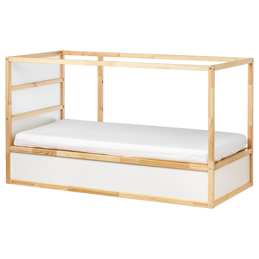 KURA white, pine, Reversible bed, 90x200 cm IKEA