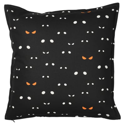 KUSTFYR Cushion cover, cat pattern white/black, 50x50 cm