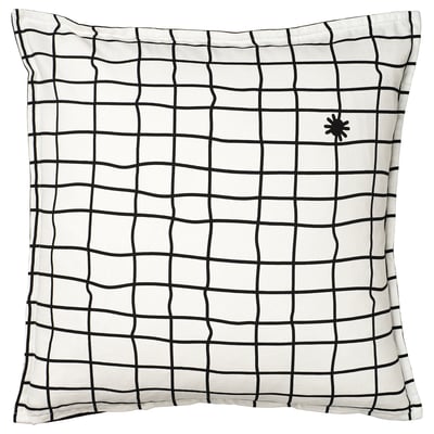 KUSTFYR Cushion cover, ghost pattern white/black, 50x50 cm