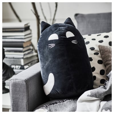 KUSTFYR Soft toy, cat black, 44 cm