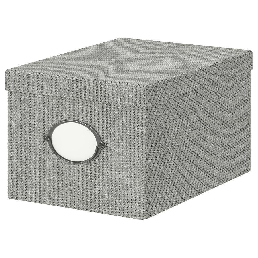 KVARNVIK grey, Storage box with lid, 25x35x20 cm IKEA