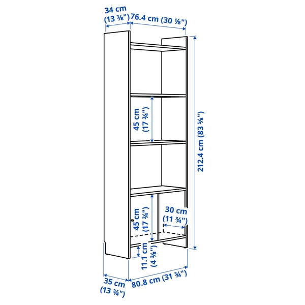 LÅDMAKARE Storage combination w sliding doors, with 3 shelves/oak effect, 81x35x212 cm