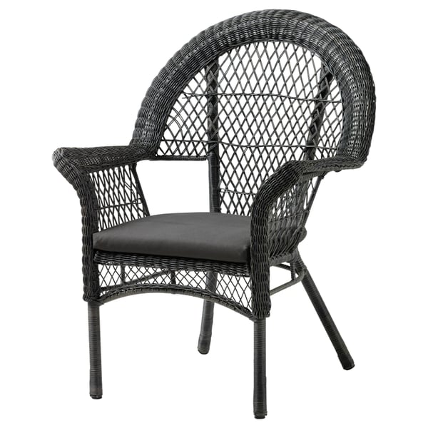 Lacko Grey Armchair With Pad Outdoor Ikea
