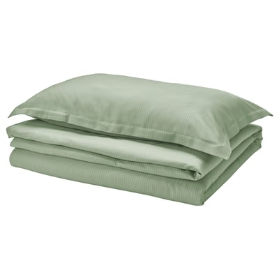 LÄKEVÄNDEROT Duvet cover and pillowcase, light grey-green, 150x200/50x80 cm