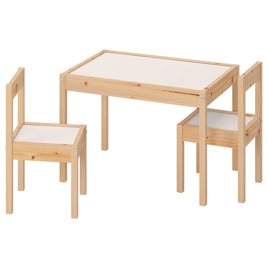 LÄTT white, pine, Children's table with 2 chairs - IKEA UK