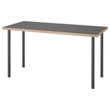 LAGKAPTEN / ADILS Desk, grey/wood effect dark grey, 140x60 cm