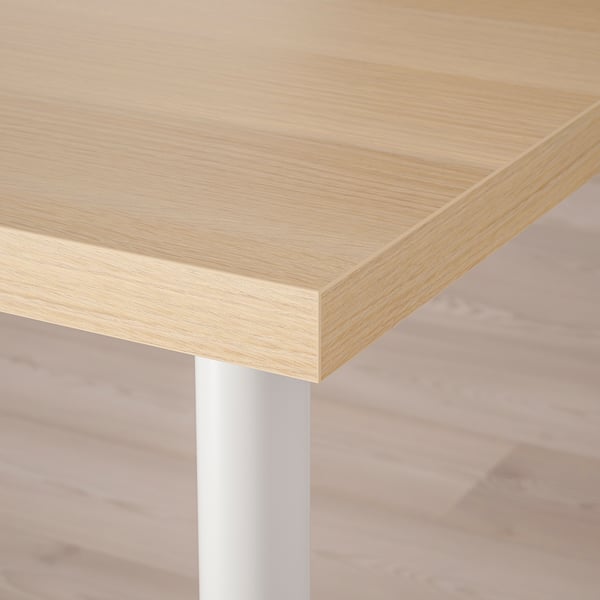 LAGKAPTEN / OLOV Desk, white stained oak effect/white, 120x60 cm