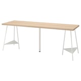 LAGKAPTEN / TILLSLAG Desk, white stained oak/white, 200x60 cm