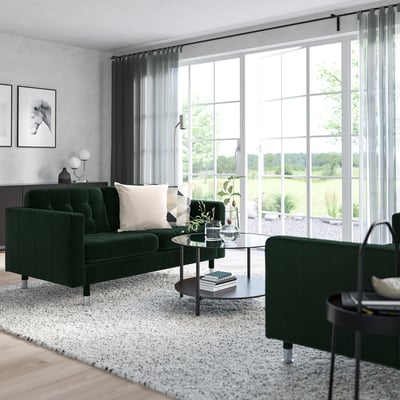 LANDSKRONA 2-seat sofa, Djuparp dark green/metal