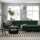 LANDSKRONA 4-seat sofa with chaise longues, Djuparp dark green/metal