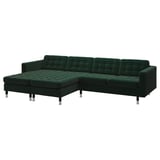 LANDSKRONA 4-seat sofa with chaise longues, Djuparp dark green/metal
