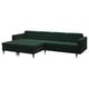 Option: LANDSKRONA 4-seat sofa with chaise longues, Djuparp dark green/metal