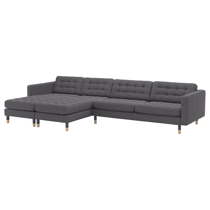 LANDSKRONA 5 seater sofa, Gunnared dark grey with wood legs IKEA