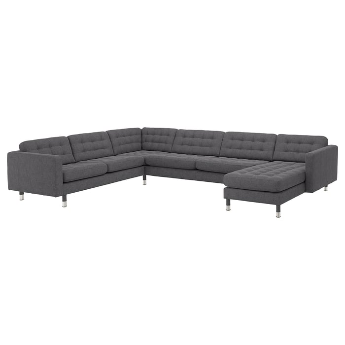 LANDSKRONA corner sofa with chaise longue, 6 seater, Gunnared dark grey