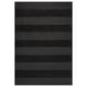 A LANDSVÄG area rug in dark grey with horizontal stripes. It is rectangular, soft, and made from polyester and polypropylene.