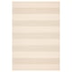 Off-white stripe rug, rectangular, soft yarn stripes.