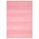 Pink rectangular rug with stripe pattern, soft texture, low pile.