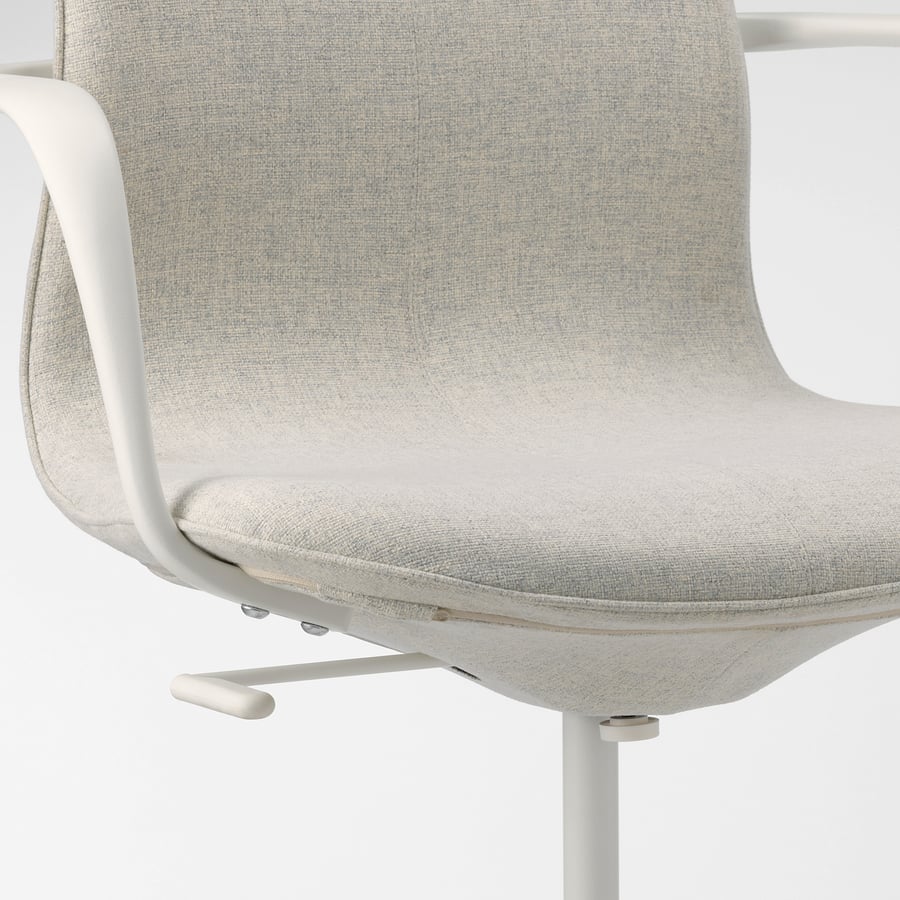 LÅNGFJÄLL conference chair with armrests, Gunnared beige/white IKEA