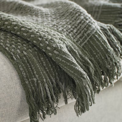 LAPPTÅG Throw, dark grey-green, 130x170 cm