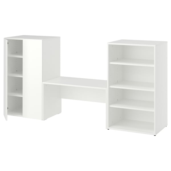 LASTARE Storage combination, white/with bench, 210x42x100 cm