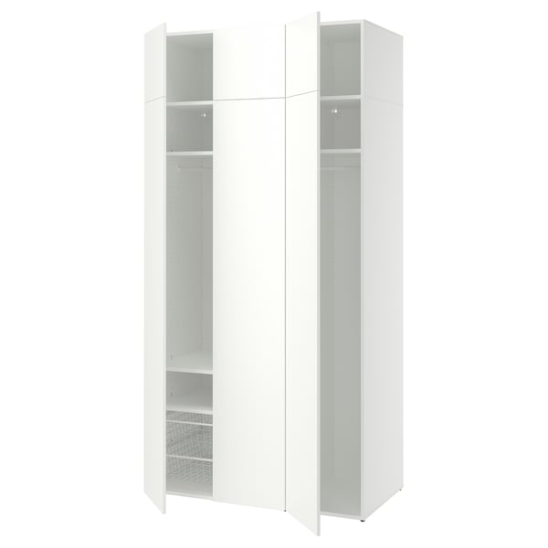White LASTARE wardrobe, minimalistic design, adjustable feet.