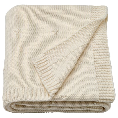 LEN Blanket, white/knitted, 70x90 cm