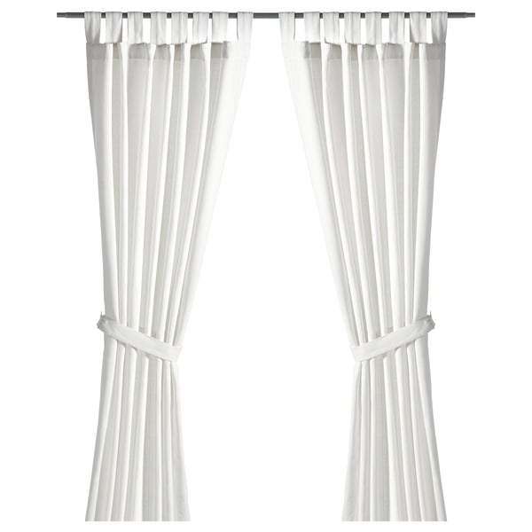 Lenda Curtains With Tie Backs 1 Pair White Ikea