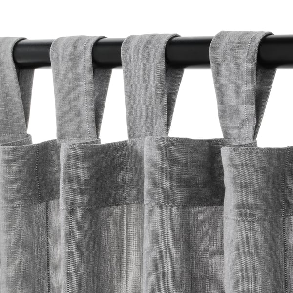 Lenda Curtains With Tie Backs 1 Pair Grey Ikea