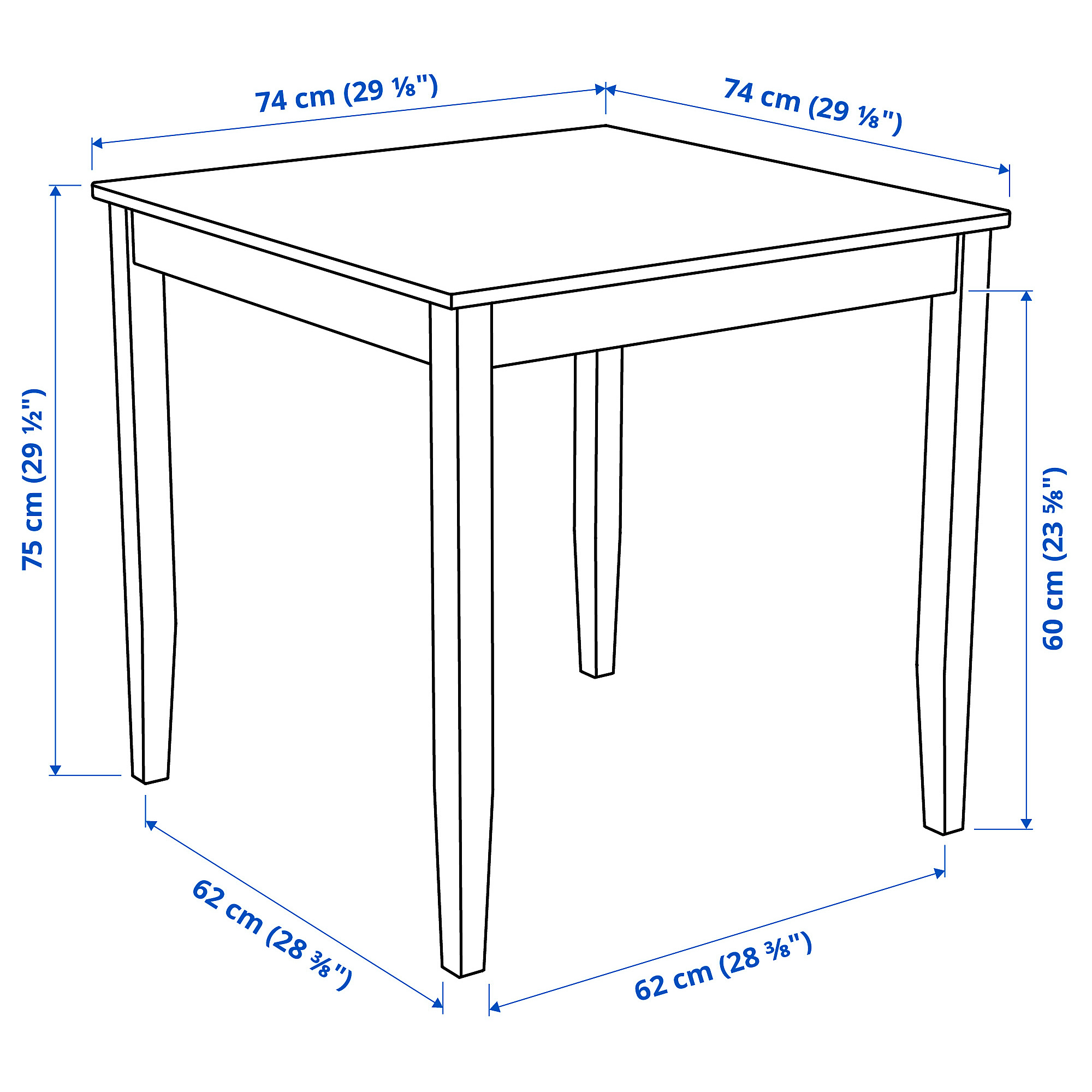 LERHAMN light antique stain, white stain, Table, Length 74 cm IKEA