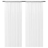 LILLEGERD Sheer curtains, 1 pair, white leaves/with rod pocket, 145x250 cm