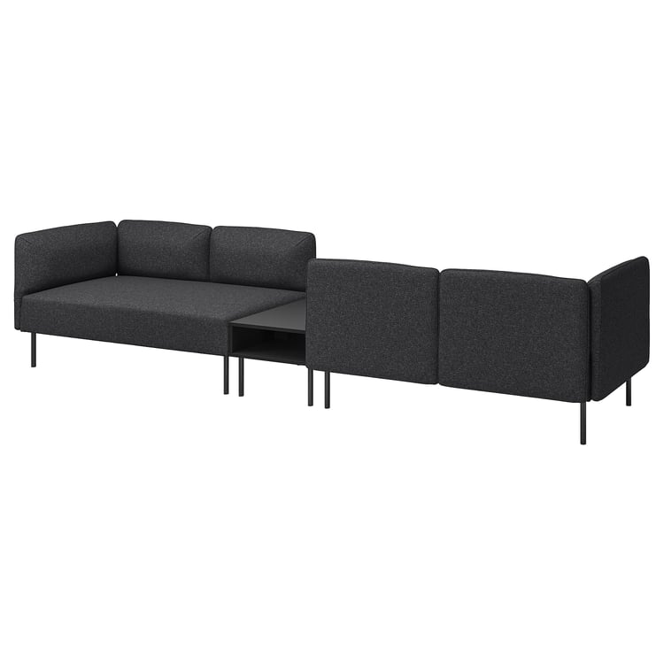 LILLEHEM 4seat modular sofa with side table Gunnared dark grey/metal