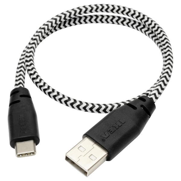 Lillhult Black White Usb Type C To Usb Cord 0 4 M Ikea