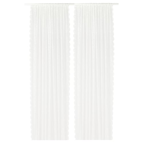 LILLYANA Sheer curtains, 1 pair, white flower/with rod pocket, 145x250 cm