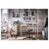 LINNMON / OLOV Desk, white stained oak effect/white, 100x60 cm